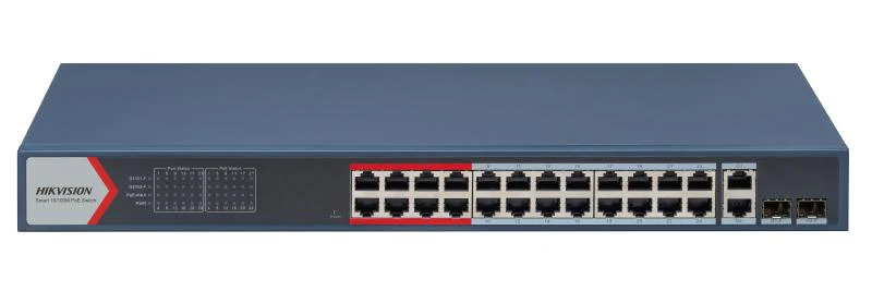 Switch 24 porturi Hikvision DS-3E1326P-EI(B), L2, Smart Managed, 24 × 10/100 Mbps PoE RJ45 ports si 2 × gigabit combos, Putere PoE 370W, Extend mode - pana la 300 metri, maxim 30W per port, Switching capacity 8.8 Gbps, Network topology management, alarm push, network health monitor, video control Switch 24 porturi Hikvision DS-3E1326P-EI(B), L2, Smart Managed, 24 × 10/100 Mbps PoE RJ45 ports si 2 × gigabit combos, Putere PoE 370W, Extend mode - pana la 300 metri, maxim 30W per port, Switching capacity 8.8 Gbps, Network topology management, alarm push, network health monitor, video control