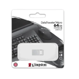 Memorie USB Kingston DataTraveler Micro 64 GB, USB 3.2, Argintiu