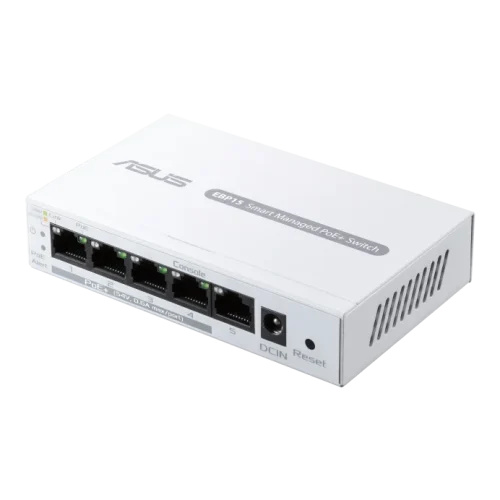 Asus EBP15 Switch 5 Porturi GBE, Smart managed, POE, Standarde retea: IEEE 802.1p, IEEE 802.1q, IEEE 802.3ab, IEEE 802.3af, IEEE 802.3at, IEEE 802.3i, IEEE 802.3u, IEEE 802.3x, IPv4, Interfata 5 x 10/100/1000Mbps, Buget POE: 60w, Securitate: SSL/TLS. Asus EBP15 Switch 5 Porturi GBE, Smart managed, POE, Standarde retea: IEEE 802.1p, IEEE 802.1q, IEEE 802.3ab, IEEE 802.3af, IEEE 802.3at, IEEE 802.3i, IEEE 802.3u, IEEE 802.3x, IPv4, Interfata 5 x 10/100/1000Mbps, Buget POE: 60w, Securitate: SSL/TLS.