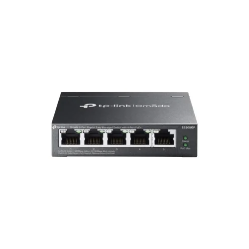 Omada 5-Port Gigabit Easy Managed Switch with 4-Port PoE+ PORT: 4× Gigabit PoE+ Ports, 1× Gigabit Non-PoE Ports SPEC: 802.3at/af, 65 W PoE Power, Desktop Steel Case and Fanless FEATURE: Integration with Omada SDN Controller, Flow Control, Loopback Detection, Port Isolation, Port Mirroring, LAG