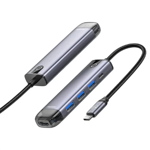 Hub USB MCDODO Multihub 5 in 1 USB-C, 5 porturi, HDMI, Gri