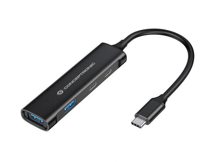 Hub USB Conceptronic HUBBIES, USB-C, 4 porturi, Negru Hub USB Conceptronic HUBBIES, USB-C, 4 porturi, Negru