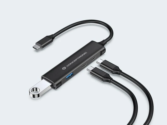 Hub USB Conceptronic HUBBIES, USB-C, 4 porturi, Negru Hub USB Conceptronic HUBBIES, USB-C, 4 porturi, Negru