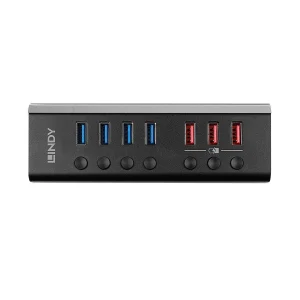 Hub USB LINDY USB-A, 8 porturi, Negru