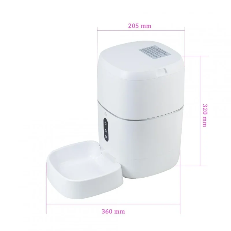 Hranitoare inteligenta de mancare PNI MyPet PT033PF pentru animale de casa, WiFi, 3 litri, programabil din aplicatia dedicata Tuya Smart, integrare in scenarii si automatizari smart cu alte produse compatibile Tuya, Dimensiuni: 205 x 205 x 430 mm, Greutate: 2.200 g, Volum: 3l, Alimentare: DC 5V 1A Hranitoare inteligenta de mancare PNI MyPet PT033PF pentru animale de casa, WiFi, 3 litri, programabil din aplicatia dedicata Tuya Smart, integrare in scenarii si automatizari smart cu alte produse compatibile Tuya, Dimensiuni: 205 x 205 x 430 mm, Greutate: 2.200 g, Volum: 3l, Alimentare: DC 5V 1A