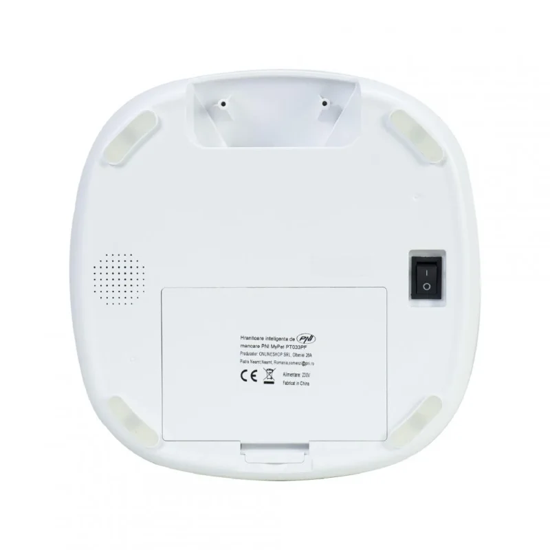 Hranitoare inteligenta de mancare PNI MyPet PT033PF pentru animale de casa, WiFi, 3 litri, programabil din aplicatia dedicata Tuya Smart, integrare in scenarii si automatizari smart cu alte produse compatibile Tuya, Dimensiuni: 205 x 205 x 430 mm, Greutate: 2.200 g, Volum: 3l, Alimentare: DC 5V 1A Hranitoare inteligenta de mancare PNI MyPet PT033PF pentru animale de casa, WiFi, 3 litri, programabil din aplicatia dedicata Tuya Smart, integrare in scenarii si automatizari smart cu alte produse compatibile Tuya, Dimensiuni: 205 x 205 x 430 mm, Greutate: 2.200 g, Volum: 3l, Alimentare: DC 5V 1A