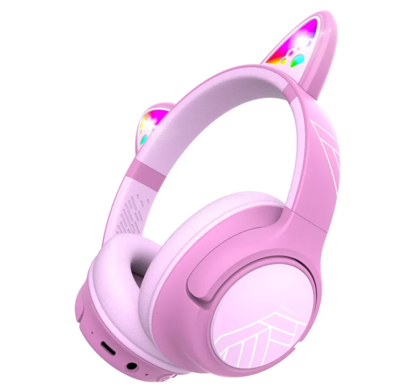 Căști pentru copii cu microfon PowerLocus Casti HEAD-BAND Powerlocus Bobo, Wireless, Roz