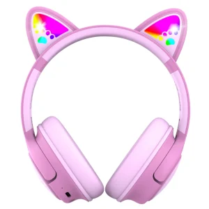 Căști pentru copii cu microfon PowerLocus Casti HEAD-BAND Powerlocus Bobo, Wireless, Roz