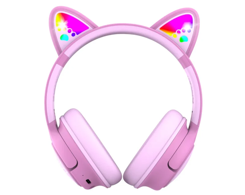 Căști pentru copii cu microfon PowerLocus Casti HEAD-BAND Powerlocus Bobo, Wireless, Roz