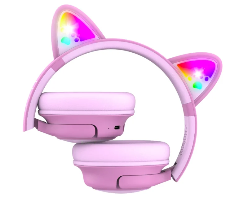 Căști pentru copii cu microfon PowerLocus Casti HEAD-BAND Powerlocus Bobo, Wireless, Roz