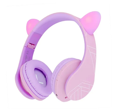 Casti Over-ear PowerLocus KidsCat, Wireless/Wired, Multicolor Casti Over-ear PowerLocus KidsCat, Wireless/Wired, Multicolor