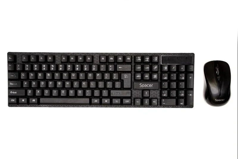 Kit wireless tastatura si mouse SPACER SPDS-1100, taste numerice, negru