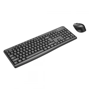 Kit tastatură și mouse wireless 2.4G Tastatură: cu rând independent de taste multimedia * Mod: 2.4G * Număr taste: 104 + 9 taste rapide * Material: ABS * Culoare: Negru * Chipset: Huntersun * Aspect: Orice aspect disponibil * Tip interfață: USB * Dimensiune: 442*152*25mm ; 440g * Baterie: 1*AAA (nu