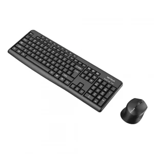 Kit tastatură și mouse wireless 2.4G Tastatură: cu rând independent de taste multimedia * Mod: 2.4G * Număr taste: 104 + 9 taste rapide * Material: ABS * Culoare: Negru * Chipset: Huntersun * Aspect: Orice aspect disponibil * Tip interfață: USB * Dimensiune: 442*152*25mm ; 440g * Baterie: 1*AAA (nu