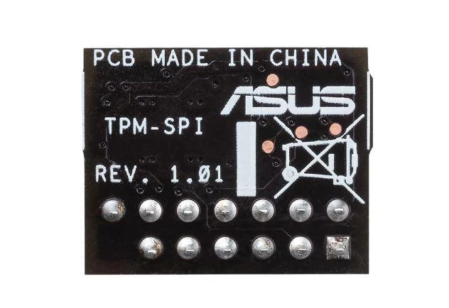 ASUS TPM-SPI Securely Sore Key Windows 11 Improve your Computer's Security The TPM-SPI card securely store keys, digital certificates, passwords, and data. It helps enhance the network security, protects digital identities, and ensures platform integrity. Designed with 14-1 pin and SPI interface