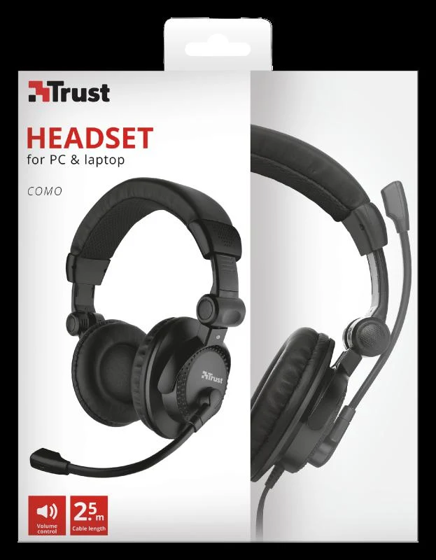 Casti Head-band Trust Como, Wired, Negru