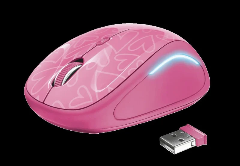 Mouse Wireless Trust Yvi FX, 1600 dpi, roz Mouse Wireless Trust Yvi FX, 1600 dpi, roz