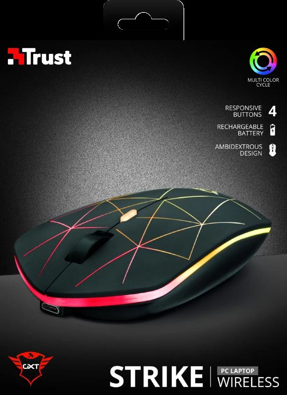 Mouse Gaming Wireless Trust GXT 117 Strike, 1400 dpi, Negru