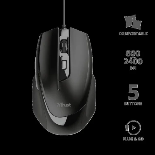 Mouse Trust Voca Comfort Mouse, 2400 dpi, negru