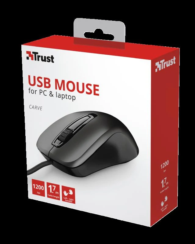 Mouse Trust Carve, 1200 dpi, Negru
