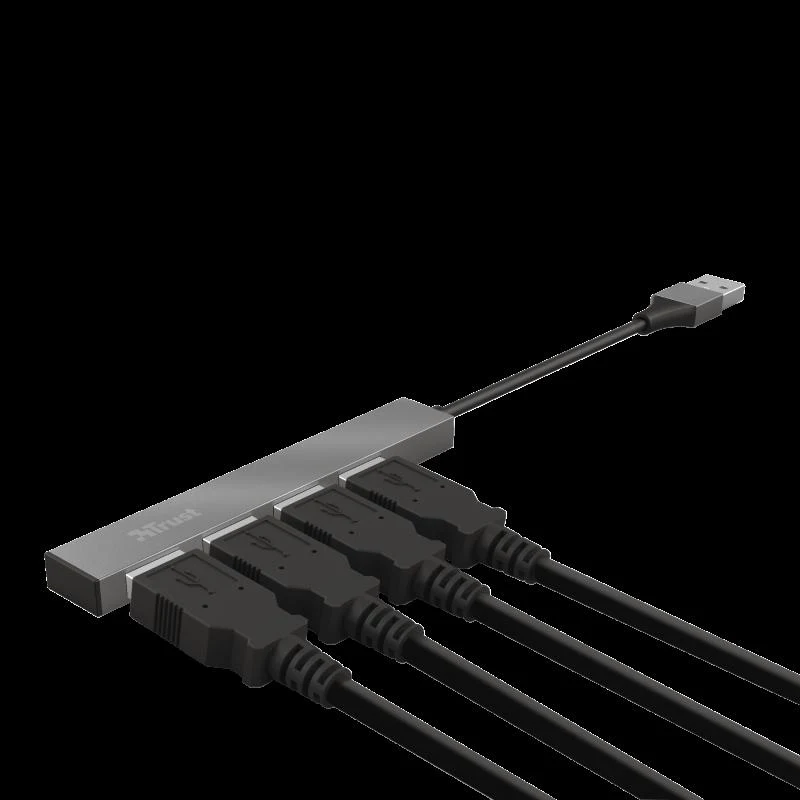 Hub USB Trust Halyx USB-A, 4 porturi, Argintiu Hub USB Trust Halyx USB-A, 4 porturi, Argintiu