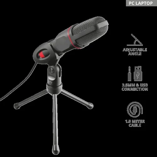 Microfon Trust GXT 212, tip Condenser, USB/3.5 mm, Noise Reduction Microfon Trust GXT 212, tip Condenser, USB/3.5 mm, Noise Reduction