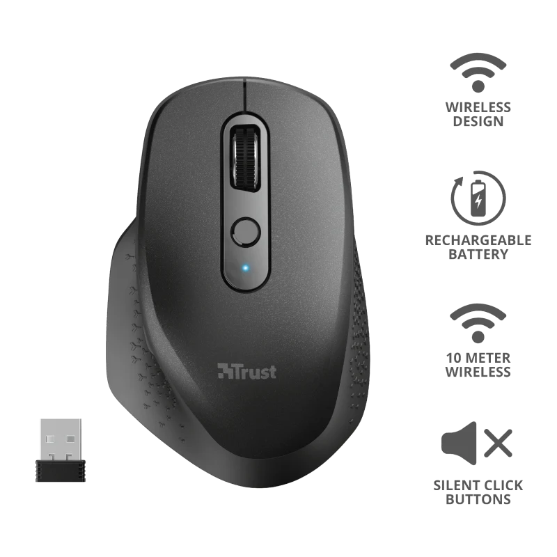 Mouse Wireless Trust Ozaa, 2400 dpi, Negru Mouse Wireless Trust Ozaa, 2400 dpi, Negru