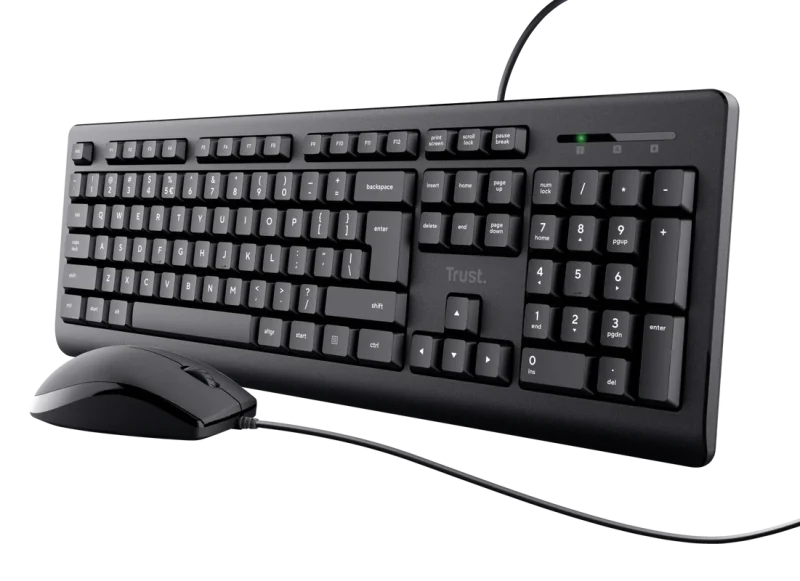 Kit Wired tastatura si mouse Trust Wired Keyboard And Mouse Set, taste numerice, Negru
