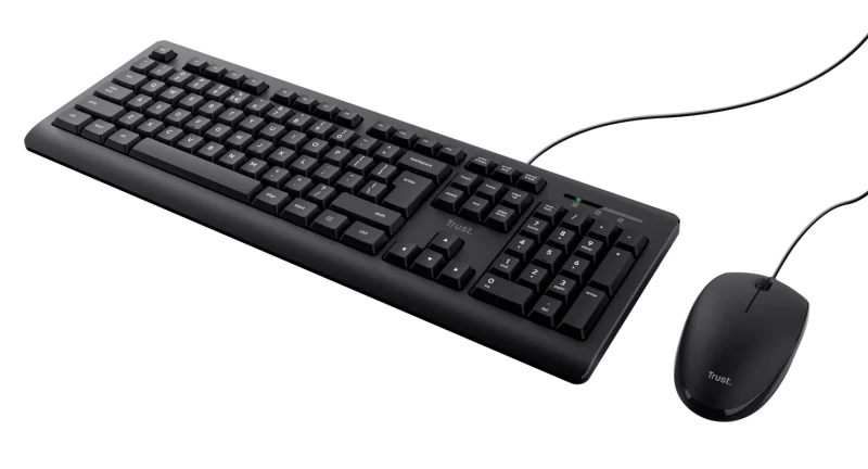 Kit Wired tastatura si mouse Trust Wired Keyboard And Mouse Set, taste numerice, Negru