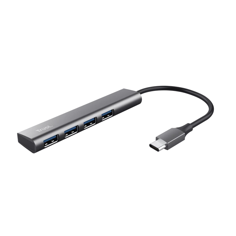 Hub USB Trust Halyx USB-A, 4 porturi, Argintiu