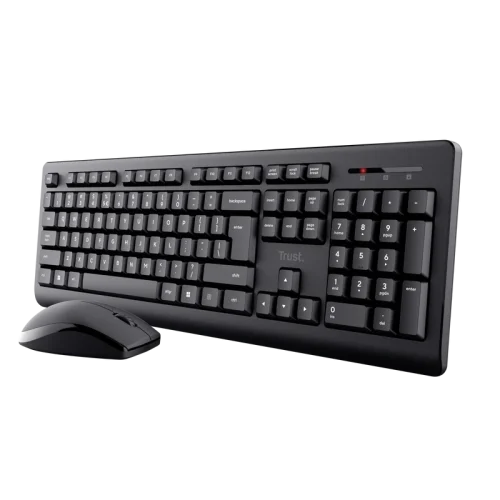 Kit Wireless tastatura si mouse TRUST Primo, taste numerice, Negru