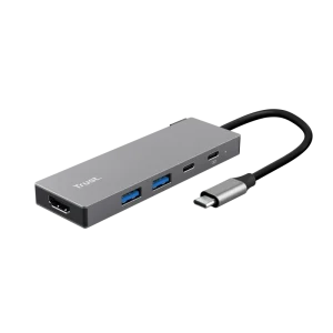 Adaptor Trust Dalyx 5-in-1 USB-C 3.2 gen Hub USB Trust Dalyx USB-C, 5 Porturi, Hdmi, Gri