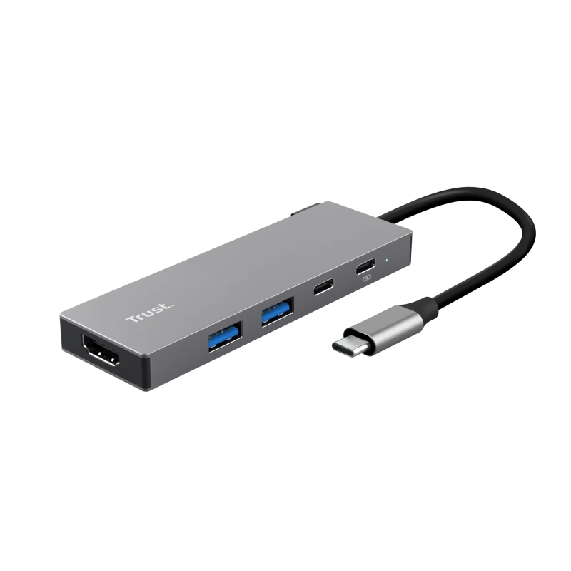 Hub USB Trust Dalyx USB-C, 5 porturi, HDMI, Gri
