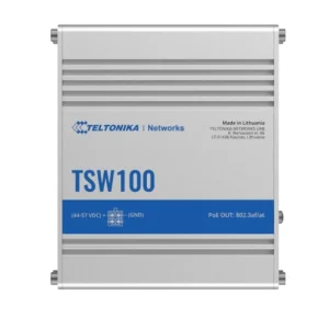 TELTONIKA INDUSTRIAL 5PORT Unmanaged POE+ Switch TSW100, Interfata: 5 x ETH ports, 10/100/1000 Mbps, supports auto MDI/MDIX crossover, Standarde retea: 802.3i, 802.3u, 802.3ab, 802.3x, 802.3az, 802.3ad, Porturi POE:1-4, POE Budget: 120W, Latime de banda: 10 Gbps, Carcasa aluminiu: Dimensiuni: 115 x
