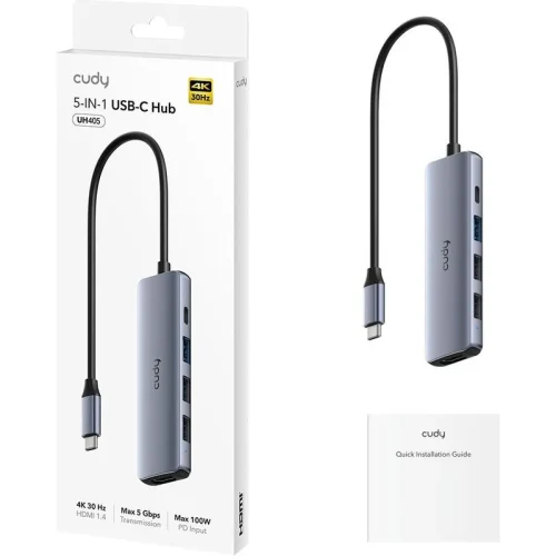 Hub USB CUDY 5-IN-1 USB Hub, USB-C, 5 porturi, HDMI, Argintiu Hub USB CUDY 5-IN-1 USB Hub, USB-C, 5 porturi, HDMI, Argintiu