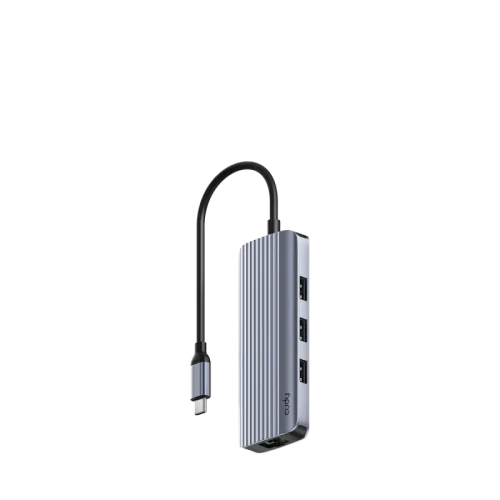 Hub USB CUDY UH606, USB-C, 6 porturi, HDMI, RJ-45, Argintiu