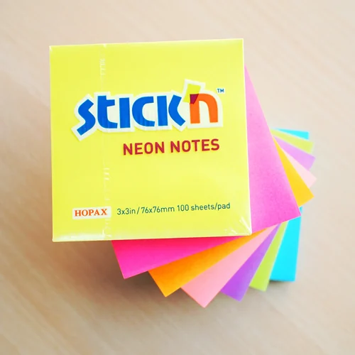 Notes autoadeziv 76 x 76 mm, 100 file, Stick'n - galben neon