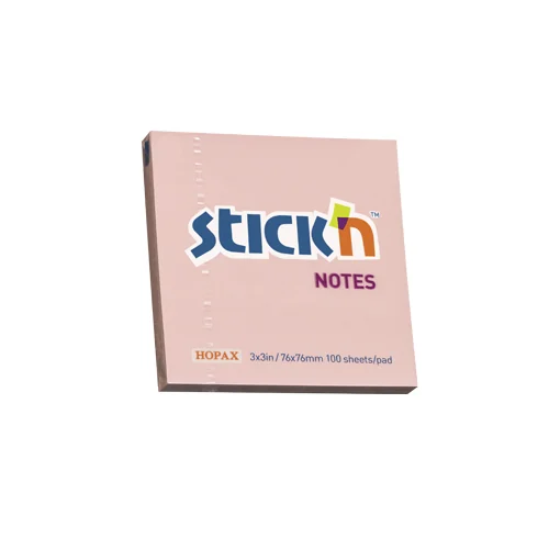 Notes autoadeziv 76 x 76 mm, 100 file, Stick'n - roz pastel