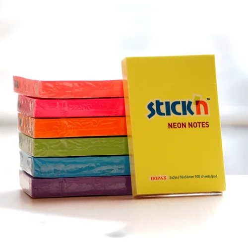 Notes autoadeziv 76 x 51 mm, 100 file, Stick'n - verde neon