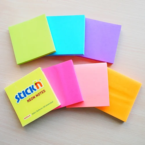 Notes autoadeziv 76 x 76 mm, 100 file, Stick'n - portocaliu neon