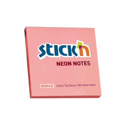Notes autoadeziv 76 x 76 mm, 100 file, Stick'n - corai neon