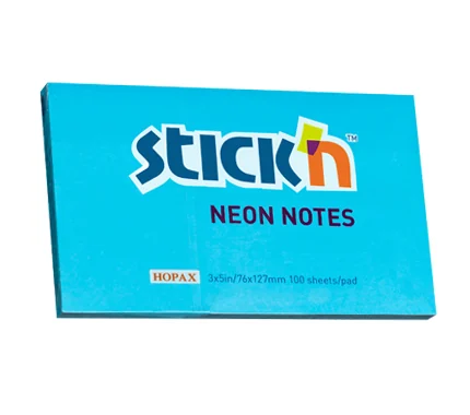 Notes autoadeziv 76 x 127 mm, 100 file, Stick'n - albastru neon