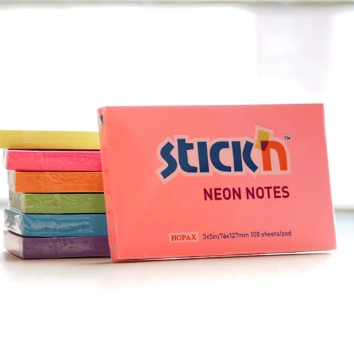 Notes autoadeziv 76 x 127 mm, 100 file, Stick'n - albastru neon