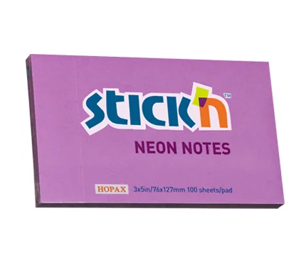 Notes autoadeziv 76 x 127 mm, 100 file, Stick'n - mov neon