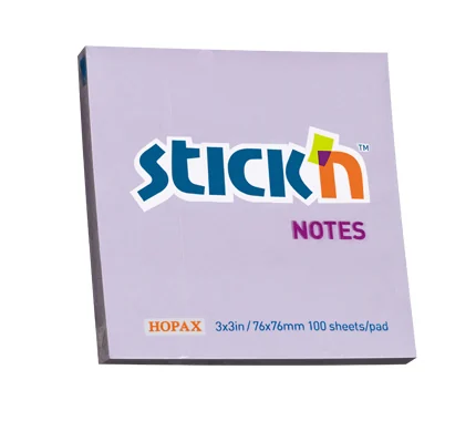 Notes autoadeziv 76 x 76 mm, 100 file, Stick'n - lila pastel