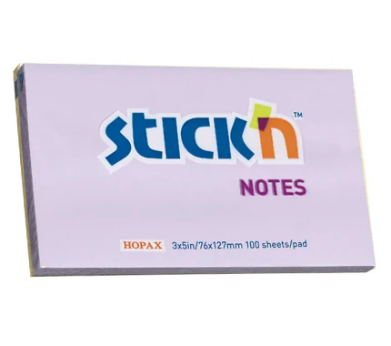 Notes autoadeziv 76 x 127 mm, 100 file, Stick'n - lila pastel