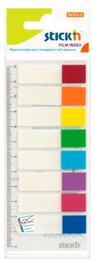 Stick index plastic transparent color 45 x 12 mm, 8 x 15 file/set, Stick'n - 8 culori transp./neon