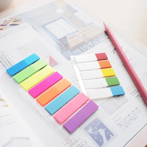 Stick index plastic transparent color 45 x 12 mm, 8 x 15 file/set, Stick'n - 8 culori transp./neon Stick index plastic transparent color 45 x 12 mm, 8 x 15 file/set, Stick'n - 8 culori transp./neon