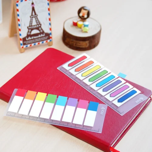Stick index plastic transparent color 45 x 12 mm, 8 x 15 file/set, Stick'n - 8 culori transp./neon Stick index plastic transparent color 45 x 12 mm, 8 x 15 file/set, Stick'n - 8 culori transp./neon