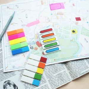 Stick index plastic transparent color 45 x 12 mm, 8 x 15 file/set, Stick'n - 8 culori transp./neon Stick index plastic transparent color 45 x 12 mm, 8 x 15 file/set, Stick'n - 8 culori transp./neon